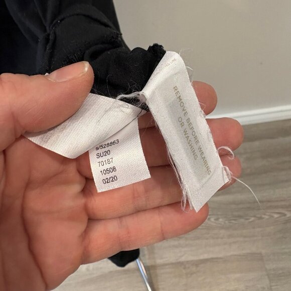 Ann Taylor Black Linen Midi Dress Puff Sleeves V Neck Medium M - Picture 10 of 13